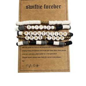 Taylor Swift Swiftie Inspired Black White Friendship Bracelets Set Of 5 NEW